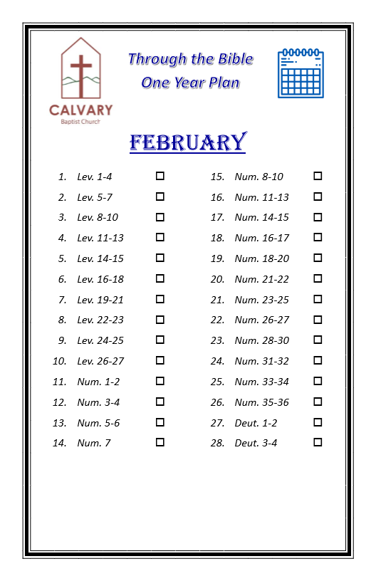 February Reading Schedule has not been uploaded yet.