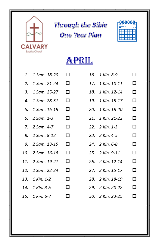 April Reading Schedule has not been uploaded yet.